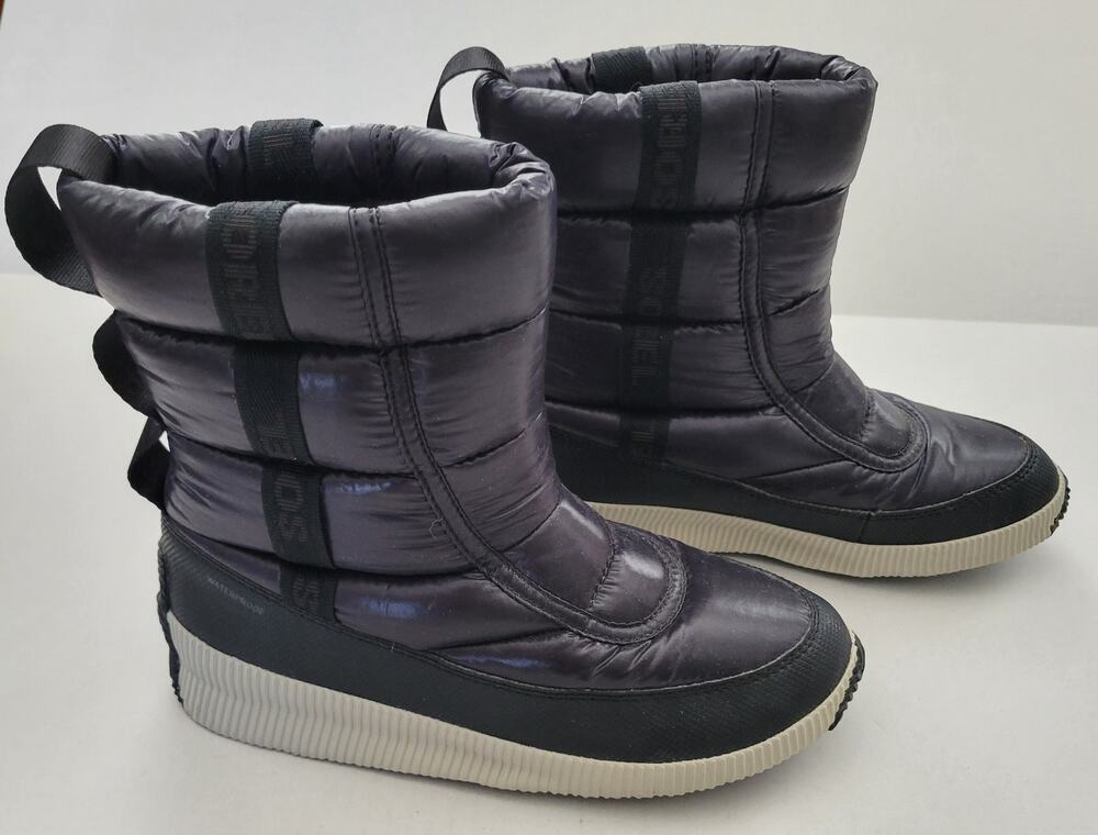 Sorel Out N About Puffy Mid Black Waterproof Snow Boots Women's NL3394-010 US 8